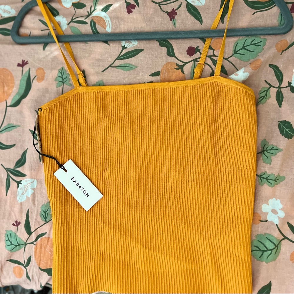 Babaton Sculpt Knit Cami Tank in Rich Yellow